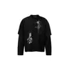 Fortaleza Negra Adoração Lunar Outono/Inverno Nova Camiseta Falsa de Duas Peças Manga Longa Unissex Curta Solta Cleanfit Tendência Subcultura
