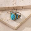 Anillo de imitación turquesa de aleación de zinc de Yunjin, venta transfronteriza, exagerado, con explosiones de moda europea y americana, personalizado para hombres y mujeres.