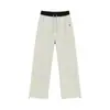 Pantalones deportivos de estilo coreano, elásticos, de cintura alta con cordón, diseño de bloques de color, modernos, holgados, adelgazantes, de pierna recta, pantalones casuales para mujer
