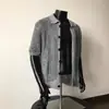 Cardigan de Tricô Vazado Preguiçoso Estilo Francês Verão para Homens, Jaqueta Versátil Curta de Manga Curta Retrô Solta para Férias na Praia