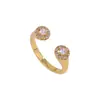 Anillo Abierto de Doble Ronda con Pavé de Circonita Diamante Europeo y Americano Anillo Ajustable de Lujo Ligero Totalmente Diamantado Anillo para el Dedo Índice Joyería Transfronteriza
