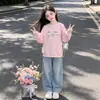 Sudadera de otoño para niña 2026 nueva colección de otoño infantil estampada de corte holgado moda casual manga larga top versátil