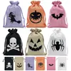 Sacolas de Presente de Halloween, Sacolas de Doces de Juta, Sacolas de Doces e Lanches Infantis com Cordão, Lembrancinhas de Festa, Sacolas de Doces em Estoque