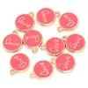 Colgante de etiqueta de beso con letra inglesa, redondo, aleación, doble cara, gota de aceite, colgante pequeño, pulsera, collar, joyería DIY