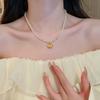 Collar de perlas estilo chino de Año Nuevo con carácter fu, bolsa de la suerte, retro, estilo nacional nicho temperamento, suéter de alta gama, collar para clavícula para mujer
