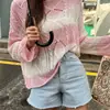 Top de punto coreano retro a rayas con patrón trenzado, manga corta y larga, protector solar, diseño holgado y fino para mujer, algodón