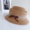 Sombrero de Sol Estilo Retro Japonés para Mujer, Sombrero de Paja con Protección Solar de Verano, Sombrero Cubo de Malla con Lazo de Seda y Lino, Sombrero de Sol