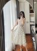 Vestido Bordado Láser con Flor Tridimensional para Primavera y Verano 2024 Tela de Malla Bordada Falda para Mujer Vestido Lindo de Hada