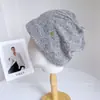 Gorro holgado de moda estilo perezoso para mujer, otoño, decoración simple con logo pequeño, gorro de poner, versátil, hace que la cara se vea más pequeña, gorro para cubrir la cabeza para el frío