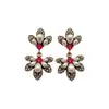 Set de Collar y Aretes de Flor de Pedrería Perla Retro Europeo y Americano Lujo Ligero Gama Alta Exquisito Accesorios de Trabajo Pesado Versátil
