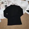 Algodón Calentador Cuello Alto Pequeño Camiseta Base Mujer Otoño Invierno Cuello Medio Tejido Cálido Suave Pegajoso Amigable con la Piel Ropa Interior Color Sólido 5251