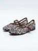 Zapatos Planos Mary Jane Transpirables Versátiles de Malla con Estampado de Leopardo de Tira Única, Punta Redonda, Tallas Africanas Grandes 35-43