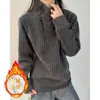 Moletom com zíper e gola americana inclinada em espinha de peixe para homens, outono e inverno, forrado com fleece, camiseta de manga longa resistente, gola alta, camiseta base