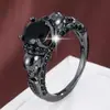 Anillo de Calavera Piedra de Llama con Circonita Redonda de Cuatro Garras, Joyería Exquisita y Atmosférica para el Dedo Índice de Mujer, Exclusivamente para Ventas Transfronterizas