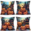 Amazon Transfronterizo Temu Popular Lino al por Mayor Funda de Almohada de Halloween Funda de Almohada Cuadrada de Felpa Funda de Almohada Cómoda