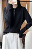 Hebilla de Puño Retro de Alta Calidad Suéter de Punto de Cuello Alto para Mujer Otoño Invierno Color Sólido Versátil Suéter Base Elegante