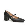 Zapatos de Cuero Genuino para Mujer Cuadrados de Tacón Grueso de Oficina, Versátiles, Zapatos de Tacón Alto Mary Jane, Zapatos de Capa Única para Primavera y Otoño