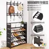 Zapatero Sencillo de Múltiples Niveles para Uso Doméstico, Zapatero y Perchero a Prueba de Polvo, Perchero Integrado para Apartamentos de Alquiler, Uso en Dormitorio Interior