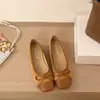 Nuevos Zapatos Planos sin Cordones para Mujer, Boca Baja, Elegantes Zapatos de Ballet Retro Franceses con Lazo, Versátiles