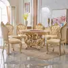 Mesa y Sillas de Comedor Europeas de Madera Maciza y Mármol Natural Combinación Mesa de Comedor Mesa de Comedor Redonda Muebles para Hogar y Villa Roble de Lujo
