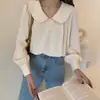 Blusa de Gasa con Cuello Peter Pan para Mujer 2026 Primavera/Verano Nuevo Retro Francés Manga Abullonada Top Cómodo Elegante