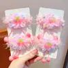 Diadema de tela para el pelo de fresa color macarrón para niñas, accesorio diario para el peinado con borlas y cuentas de colores, diadema suave y linda para niñas