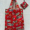 Nueva bolsa de compras plegable de dibujos animados 210D tamaño pequeño bolsa ecológica de poliéster tamaño pequeño bolsa de mano/hombro de dibujos animados