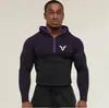 Ropa Deportiva para Hombre con Media Cremallera, Capucha, Ajustada, Dos Tonos, Bloques de Color, Transpirable, Secado Rápido, Corte Delgado, Elástica, para Entrenamiento Físico