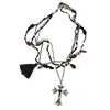 Collar de Cruz Roja Multicapa Estilo Chica Caliente Dulce y Fresca, Gargantilla con Borlas Estilo Punk Oscuro, Cadena para Clavícula Personalizada