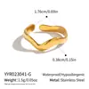 Anillo Abierto de Acero Inoxidable Dorado 18K con Forma de Ola Estilo Europeo y Americano Minimalista, Joyería de Diseño de Nicho Transfronteriza