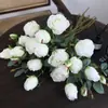 Flor artificial de alta qualidade com 4 cabeças de rosa montanha de neve, flor seca, decoração para casa, decoração, adereços de fotografia, decoração, buquê de flores artificiais