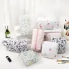 Bolsa Cosmética Portátil, Algodón Floral, Neceser para Productos de Cuidado de la Piel, Gran Capacidad para Monedas y Labiales, Bolsa de Almacenamiento para Toallas Sanitarias Menstruales
