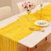 Camino de mesa de tela de gasa arrugada de Bali transfronterizo Decoración para Banquetes Bodas Fiestas de Cumpleaños Mantel de Punto Trenzado Estilo Europeo Gasa Plisada