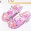 Sapatos de Cristal de Princesa para Meninas Sapatos de Primavera Kuromi Saltos Altos Infantis Moda Sapatos de Couro Infantis Sapatos de Performance