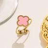 Colar Conjunto de Flor de Quatro Pétalas Dupla Face Quente Transfronteiriço 13mm Design de Luxo Leve Feminino Joias de Celebridade da Internet Atacado