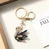 Pingente de Chaveiro de Cisne Pequeno com Pedras de Diamante Fofo para Carro de Mulheres, Acessório de Bolsa, Argola de Chaveiro de Cisne Branco em Liga de Zinco