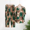 Traje de Verano Fresco para Mediana Edad y Adulto Mayor Talla Grande Moderno Estampado Reductor de Edad Camiseta de Manga Corta Top + Pantalones Conjunto de Dos Piezas para Madre