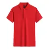 Nova camisa polo casual de algodão puro para o verão de 2022, gola com fenda, leve luxo, cor sólida, manga curta, estampada, publicitária, cultural