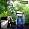 TH-618 concha transparente à prova d'água pulso eletrônico display digital isqueiro lanterna iluminação arco de carregamento isqueiro