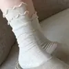 Calcetines de encaje finos de doble capa con volantes para primavera y verano para mujer, color liso, estilo coreano, versátiles, calcetines Lolita para niñas