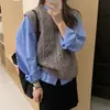 Chaleco de Punto Sólido Suelto sin Mangas Cuello Redondo para Mujer Otoño 2026 Nuevo Dongdaemun Coreano