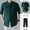 Camisa Blanca de Manga Corta Estilo Chino Nuevo para Hombre Beijianglang, Nuevo Set de Traje Casual Zhongshan de Verano Estilo Francés Resistente a las Arrugas sin Planchar