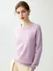 Suéter de Cachemira Pura Estilo Perezoso Suave para Mujer Cuello Redondo Jersey de Punto Versátil Suéter de Cachemira Top Base Adelgazante