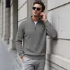 Sudadera con Capucha Casual con Cuello Henley de Manga Larga, Tejido Jacquard Texturizado, Estilo Americano, Ropa Exterior para Otoño/Invierno, Comercio Exterior TK, Estilo Europeo/Americano