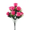 Ramo de Rosas de Vientre Gordo de 12 Cabezas Personalizado Venta Caliente Transfronteriza Flores Artificiales Decoración de Boda Muebles para el Hogar Flores de Plástico Venta al por Mayor