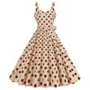 L Fábrica de Comércio Exterior Fonte Transfronteiriça Roupas Femininas Sexy Alça Fina Tomara-que-caia Estampa de Bolinhas Babado Linha A Grande Rodado Vestido