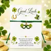 Calle. Pulsera de la Suerte para el Día de San Patricio Trébol de Cuatro Hojas Colgante de Aleación de Buena Suerte Pulsera Ajustable