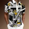 Nueva Camisa Polo Casual para Hombre de Verano Estilo Europeo y Americano Estilo Pintura a Tinta Impresión 3D Solapa Manga Corta Cremallera