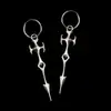 Pendientes de Plata con Cruz de Espinas Huecas Estilo Gótico Punk Transfronterizos Puños de Oreja Unisex de Alta Gama para Pareja