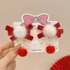 Accesorios para el Cabello de Año Nuevo para Niños Pasador Rojo con Borla Tocado de Felicitaciones de Año Nuevo para Bebé Par de Pinzas con Lazo de Año Nuevo para Niñas